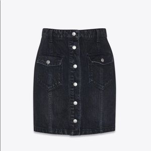 Saint Laurent Eighties Buttoned Skirt in Sandy Black Denim